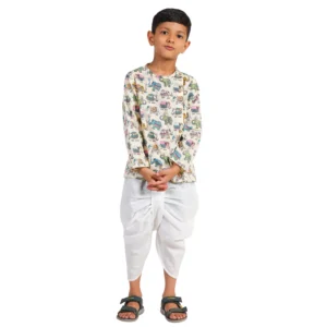 Dhoti Kurta Set for Baby Boys 100% Cotton (Elephant Ethnic Print)