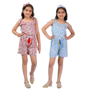Floral Print Sleeveless Summer Jumpsuit Pack of 2 (Multi & Blue)
