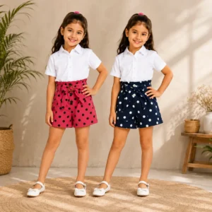 Girls Paperbag Shorts (Rasberry)