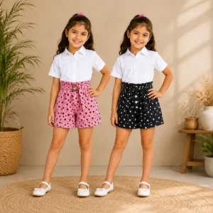 Girls Paperbag Shorts (Pink)